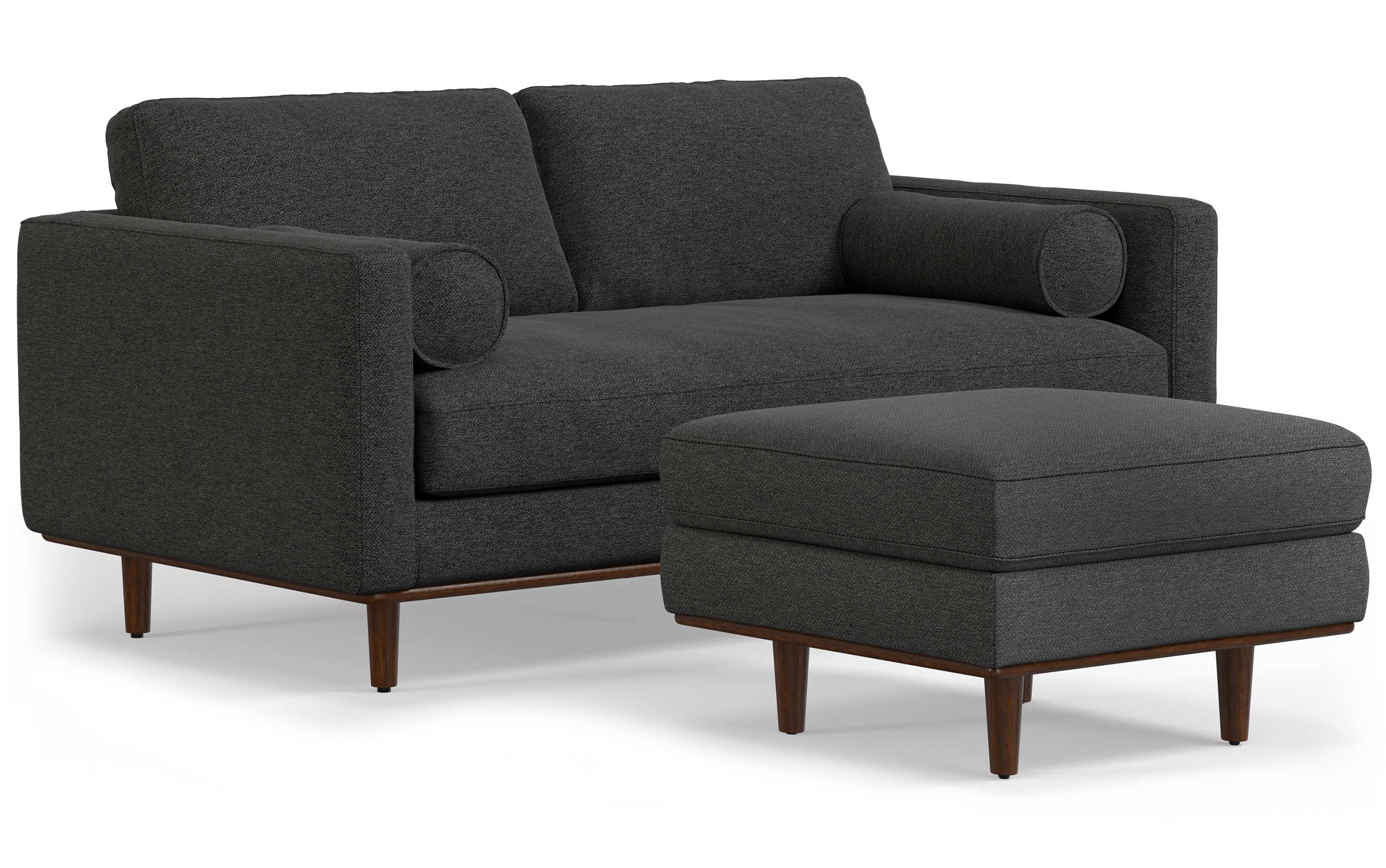 Morrison 72-inch Sofa and Ottoman Set in Woven-Blend Fabric