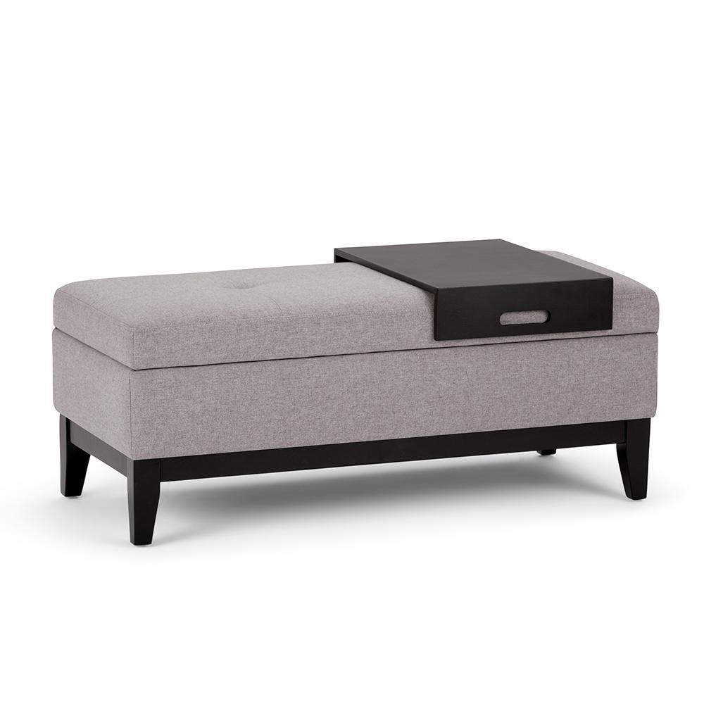 Oregon Storage Ottoman Bench with Tray in Linen