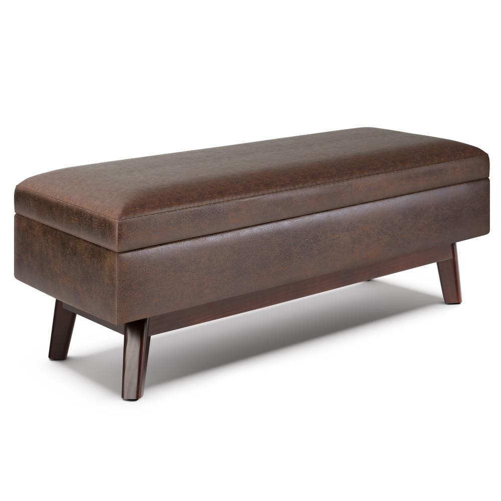 Owen Rectangular Table Ottoman in Distressed Vegan Leather