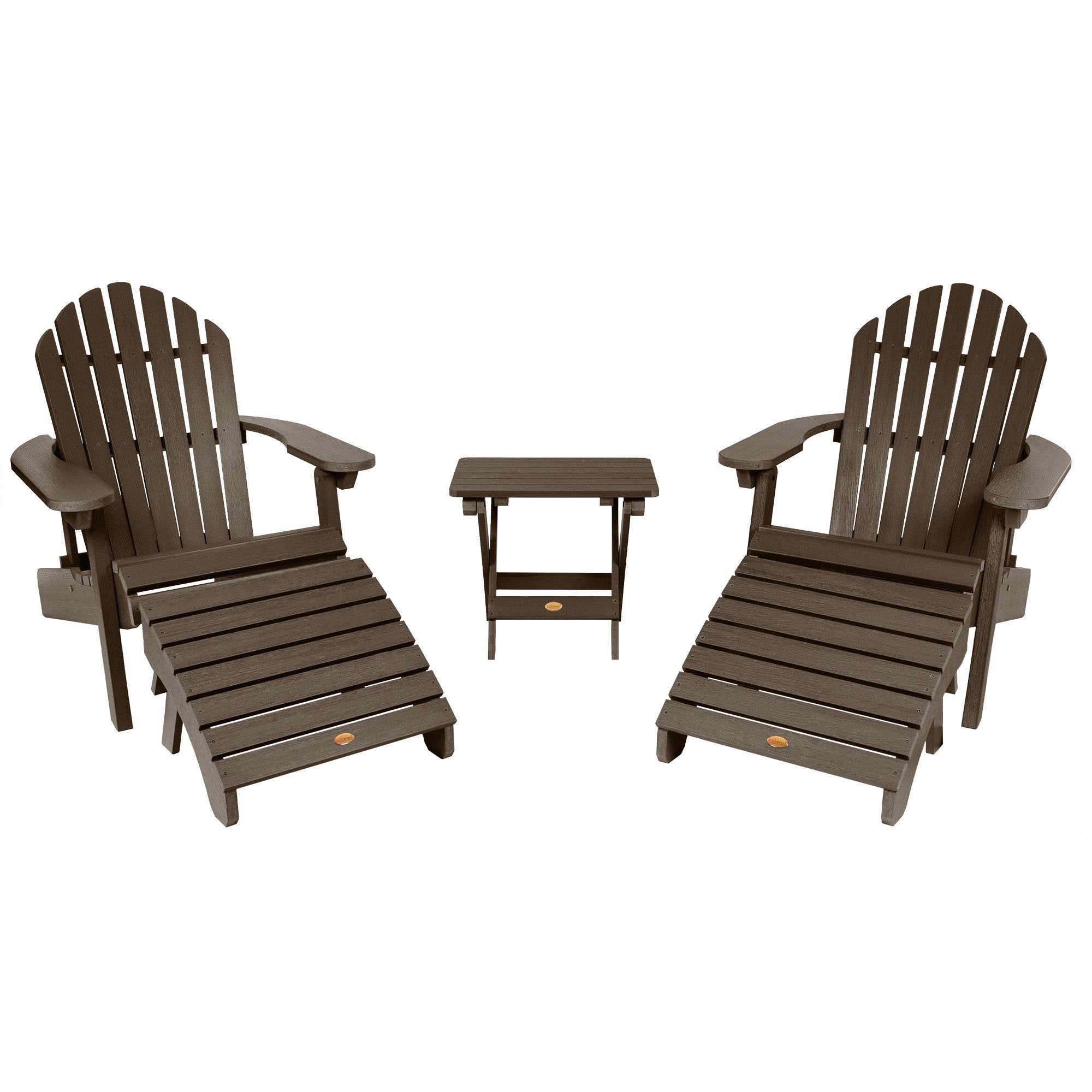 2 Hamilton Adirondack Chairs, 2 Ottomans & Side Table