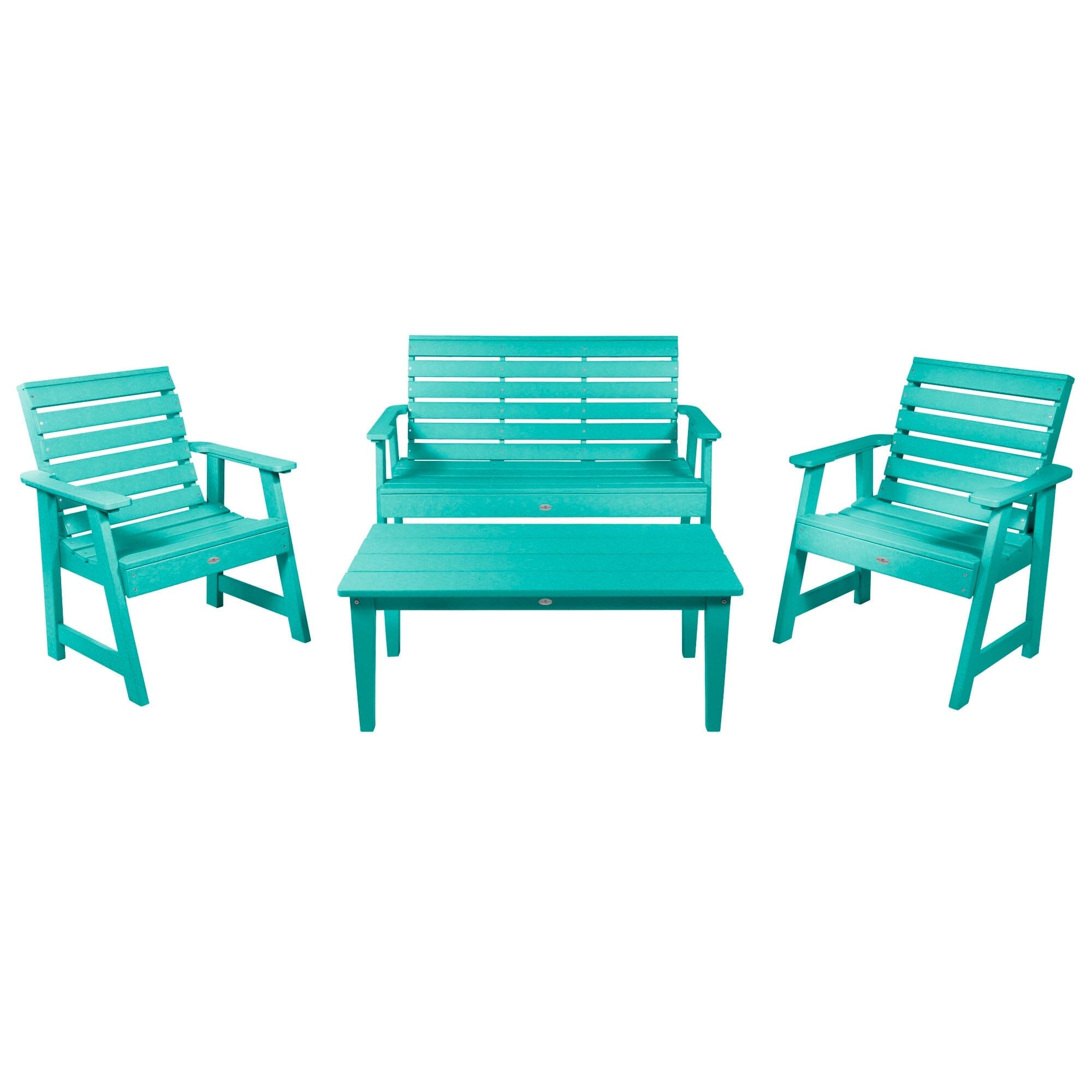 Riverside Garden Bench 4ft, 2 Garden Chairs, and Conversation Table Set